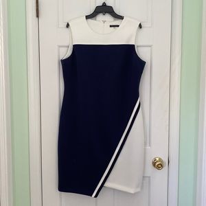 Tommy Hilfiger navy and white sleeveless dress. Size 16.